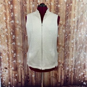Croft &  Barrow Cable Knit Vest Winter White large Zipper Front